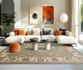 8x10 Sage Ivory Tan Color Hand Hooked Handmade Wool Transitional Oriental Rug