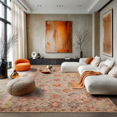 8x10 Beige Rose Gray Color Hand Knotted Oushak Wool Transitional Oriental Rug