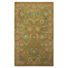 Multi Size Lime Ivory Turquoise Color Hand Tufted William Morris Wool Arts & Crafts Oriental Rug
