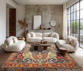 Blue, Caramel Multi Size Hand Tufted Boho Arts & Crafts Plush Pile Rug Wool Oriental Area Rug