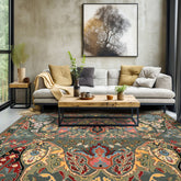 Multi Size Muted Teal Green Ivory Color Hand Tufted Handmade Boho Wool Arts & Crafts Oriental Rug