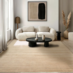 9x12 Beige Color Hand Loomed Handmade Wool Contemporary Oriental Rug