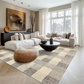 Multi Size Cream Charcoal Gray Color Hand Hooked Wool Contemporary Oriental Rug