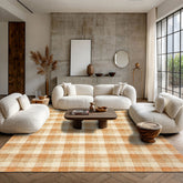 Multi Size Ivory Caramel Beige Color Hand Hooked Wool Contemporary Oriental Rug