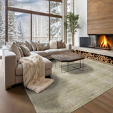 8x10 Ivory Sage Black Color Hand Hooked Plaid Wool Modern & Contemporary Oriental Rug