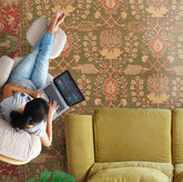 8x10 Sage, Rose, Beige Color Hand Tufted William Morris Wool Arts & Crafts Oriental Rug