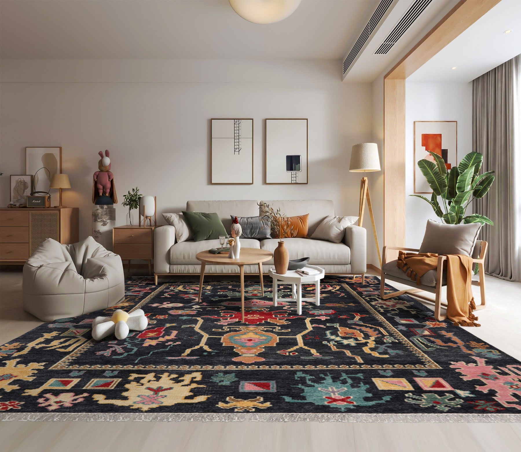 8x10 Blue, Pink, Turquoise Color Hand Knotted Wool Transitional Oriental Rug