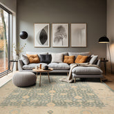 2x3 Green Beige Caramel Color Hand Knotted Wool Antique Oriental Rug