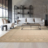 2x3 Beige Tan Sage Color Hand Knotted Geometric Wool Transitional Oriental Rug