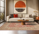 2x3 Rust Moss Beige Color Hand Knotted Wool Traditional Oriental Rug