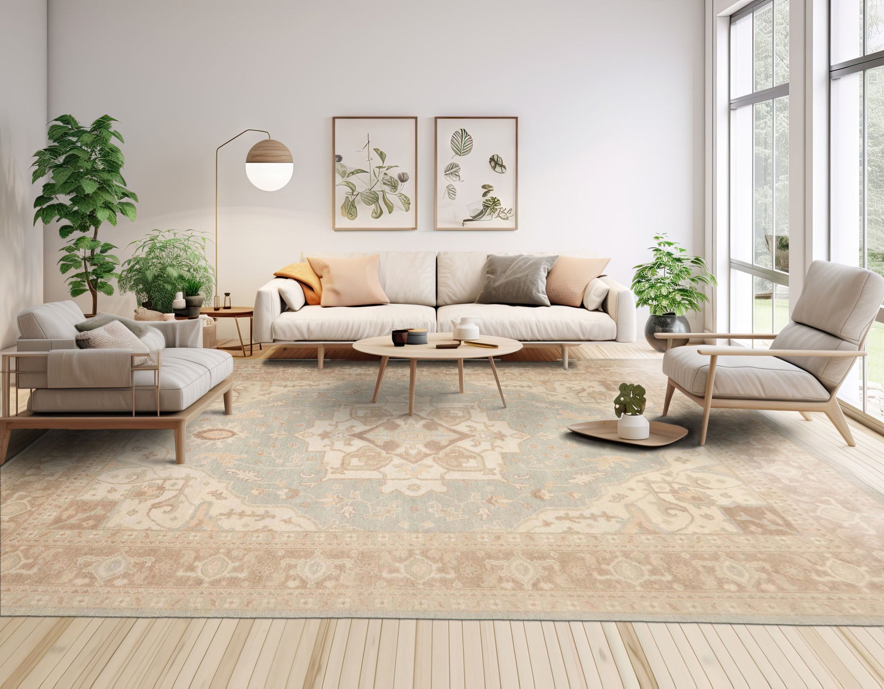 2x3 Sage Beige Tan Color Hand Knotted Wool Traditional Oriental Rug