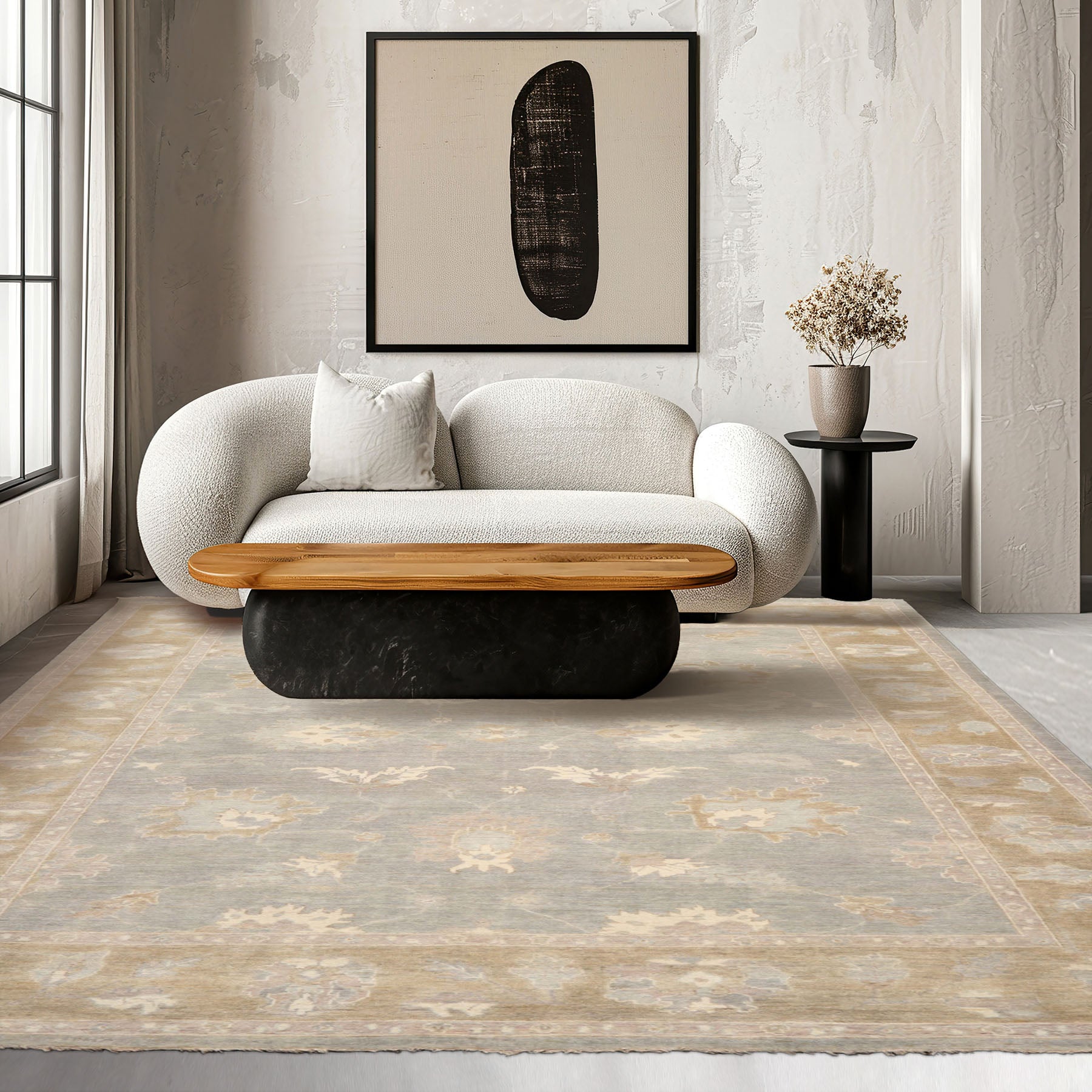 2x3 Gray Pistachio Ivory Color Hand Knotted Wool Traditional Oriental Rug