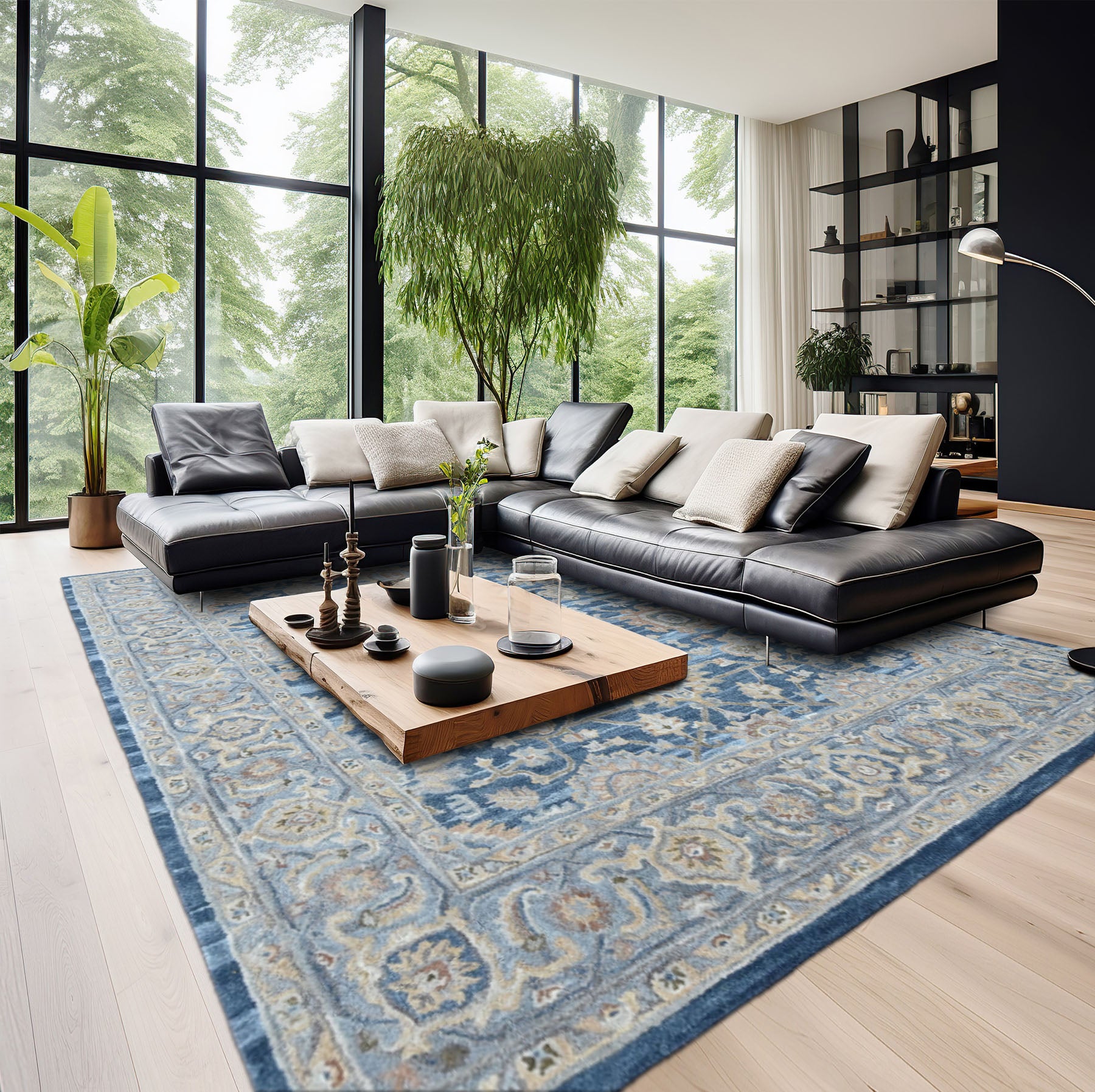 Multi Size Blue Beige Burnt Orange Color Hand Tufted Handmade Wool Modern & Contemporary Oriental Rug