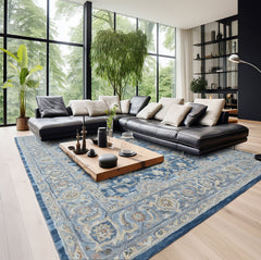 Multi Size Blue Beige Burnt Orange Color Hand Tufted Handmade Wool Modern & Contemporary Oriental Rug