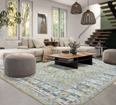 Multi Size Olive Green Aqua Burnt Orange Color Hand Tufted Handmade Wool Modern & Contemporary Oriental Rug