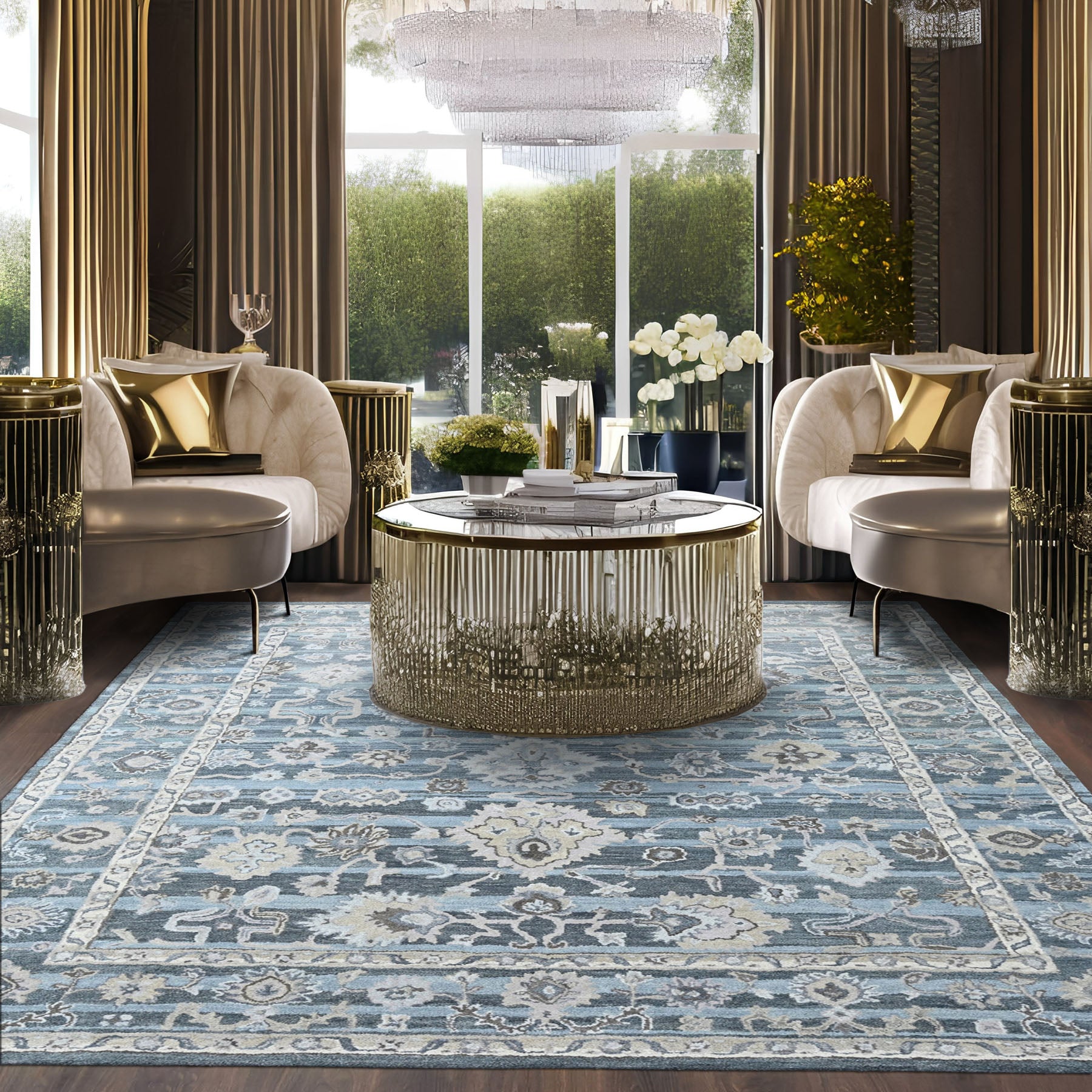 Multi Size Blue Aqua Gray Color Hand Tufted Handmade Wool Modern & Contemporary Oriental Rug