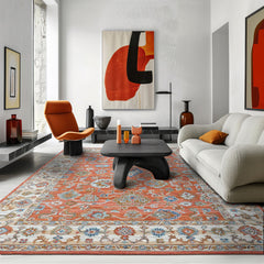 Multi Size Rust Burnt Orange Blue Color Hand Tufted Handmade Wool Modern & Contemporary Oriental Rug