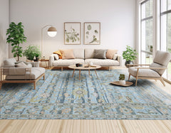 Multi Size Blue Aqua Olive Green Color Hand Tufted Handmade Wool Modern & Contemporary Oriental Rug
