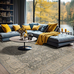 9x12 Moss, Ivory, Slate Color Hand Knotted wool Traditional Oriental Rug