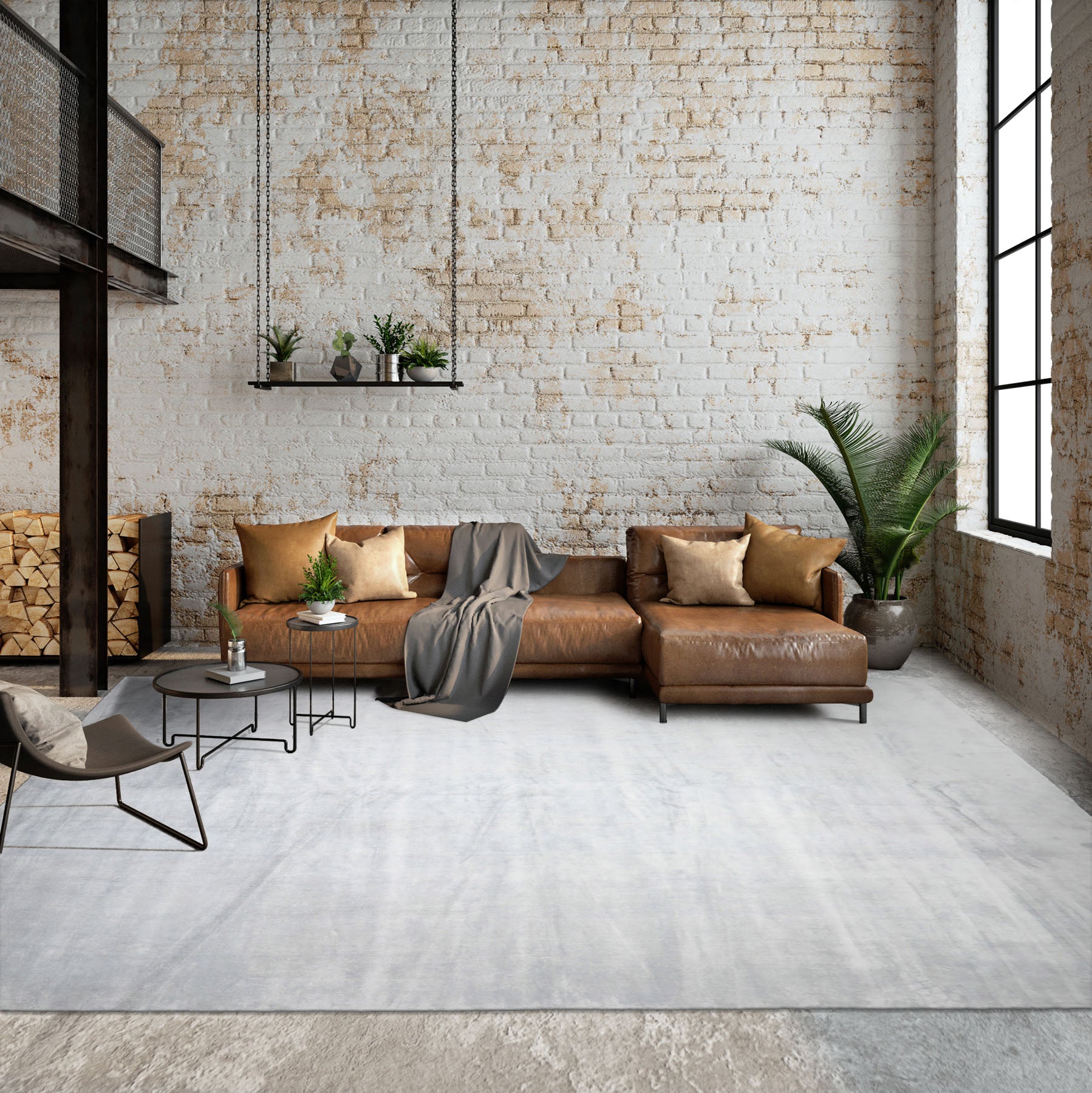 Oversize Gray, , Color Hand Knotted 100% silk Modern Oriental Rug