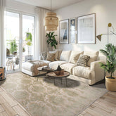 10x14 Beige, Tan, Celadon Color Hand Knotted Wool and Silk Contemporary Oriental Rug