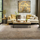 6x9 Beige, Brown, Black Color Hand Knotted Wool Contemporary Oriental Rug