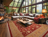 Oversize Rusty Red, Gold, Beige Color Hand Knotted All-over Wool Traditional Oriental Rug