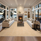 9x12 Beige, Tan, Aqua Color Hand Knotted All-Over Wool Traditional Oriental Rug