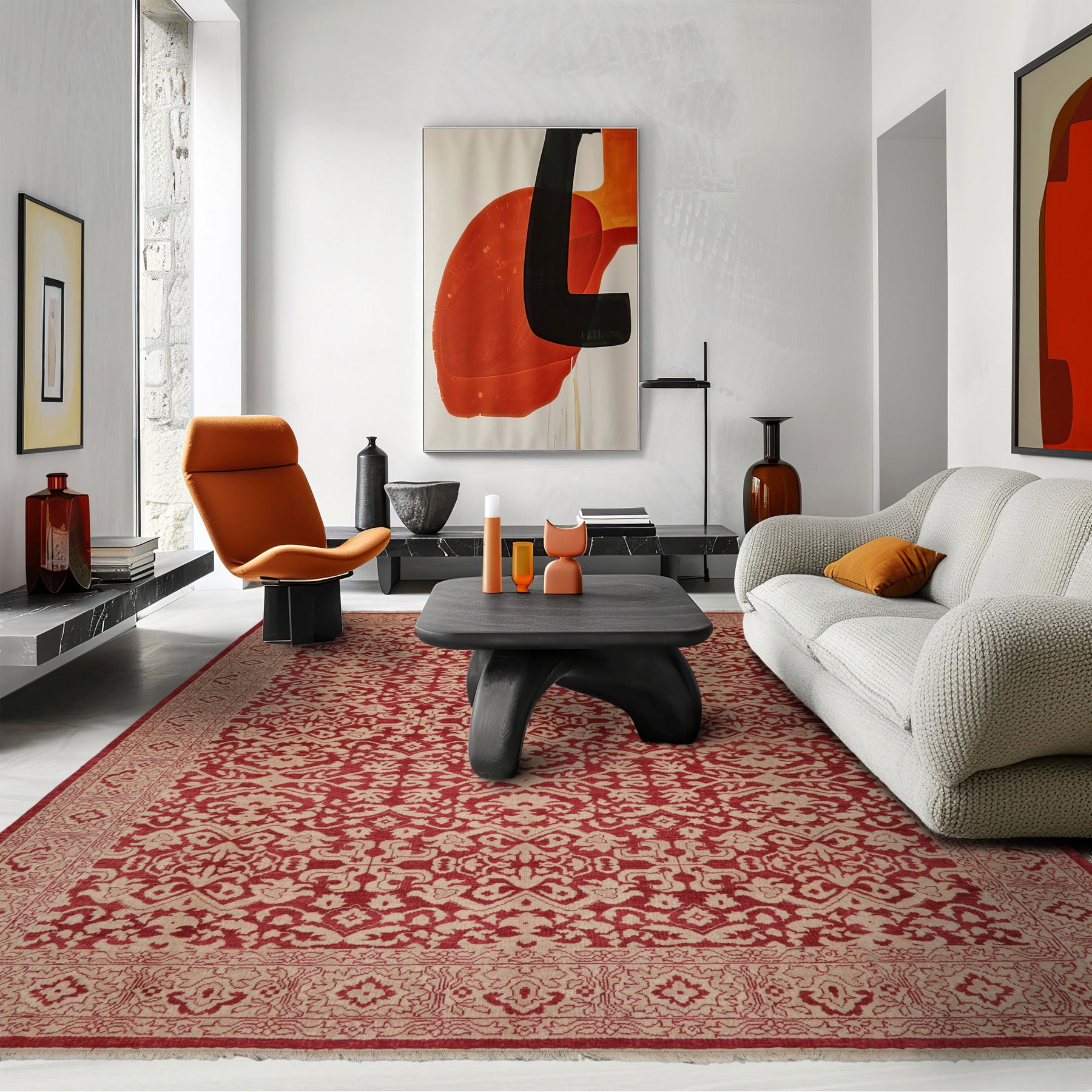 9x12 Rust, Beige, Color Hand Knotted Turkish Wool Antique Oriental Rug