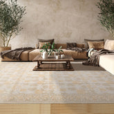 10x14 Ivory, Sage, Gray Color Hand Knotted Turkish Wool and Silk Transitional Oriental Rug