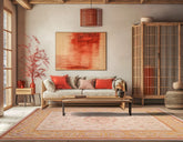 8x10 Beige, Red, Gold Color Hand Woven Aubusson Savonnerie Wool Flatweave Oriental Rug