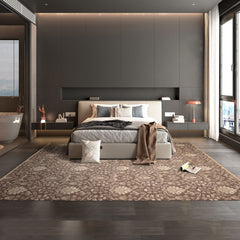 10x14 Brown, Ivory, Beige Color Hand Knotted Flatweave Wool Transitional Oriental Rug
