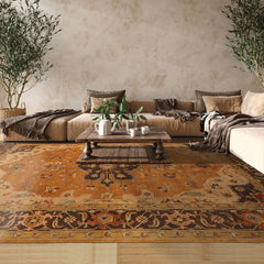 10x14 Caramel, Beige, Turquoise Color Hand Knotted Oriental Wool Traditional Oriental Rug