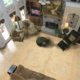 10x14 Beige, Gold, Aqua Color Hand Knotted Turkish Wool Traditional Oriental Rug