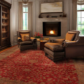 10x14 Rust, Khaki, Sage Color Hand Knotted All-Over Wool Traditional Oriental Rug