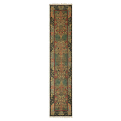 LoomBloom Multi Size Green Wool Hand Knotted Donegal Arts & Crafts Oriental Rug