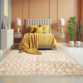 9x12 Ivory, Brown, Color Hand Knotted Moroccan Wool Modern & Contemporary Oriental Rug