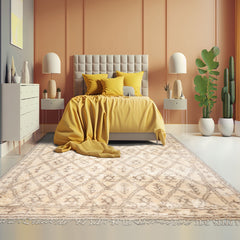 9x12 Ivory, Brown, Color Hand Knotted Moroccan Wool Modern & Contemporary Oriental Rug