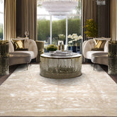 9x12 Beige, Gray, Color Hand Knotted Tibetan Wool and Silk Transitional Oriental Rug