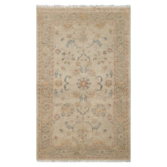 3x5 Beige, Rust, Blue Color Hand Knotted Afghan Wool Transitional Oriental Rug