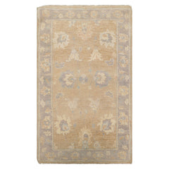 3x5 Tan, Lavender, Ivory Color Hand Knotted Afghan Oushak Wool Transitional Oriental Rug