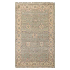 3x5 Mint, Beige, Lavender Color Hand Knotted Afghan Oushak Wool Transitional Oriental Rug