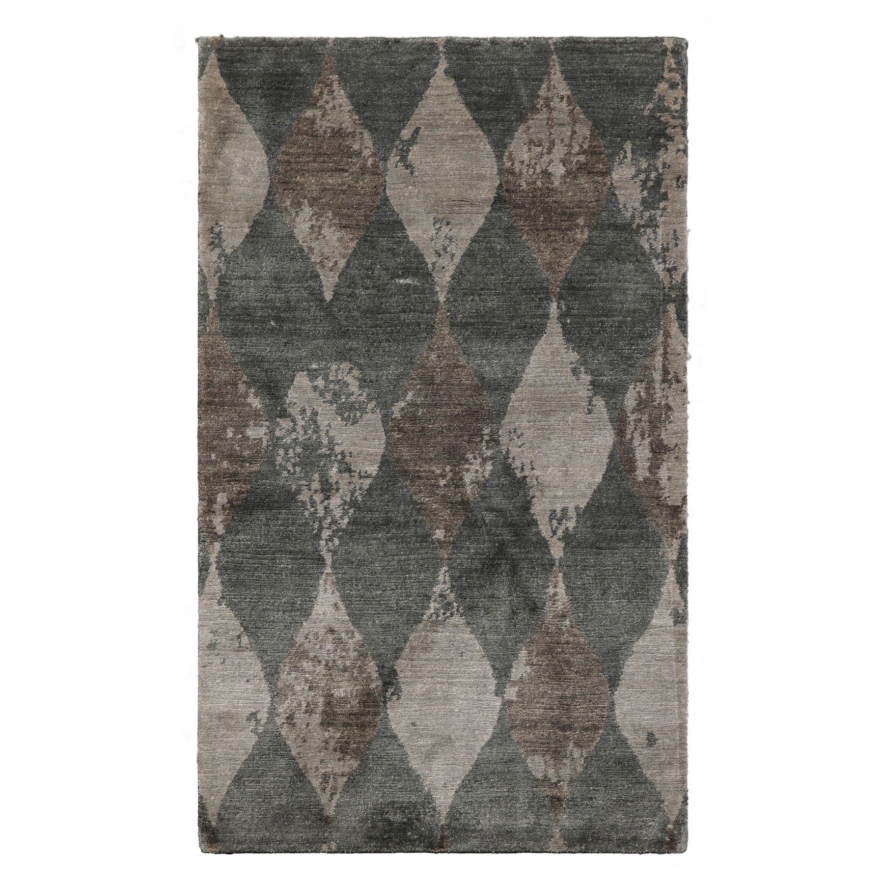 3x5 Gray, Brown, Color Hand Knotted Tibetan Bamboo Silk Modern & Contemporary Oriental Rug