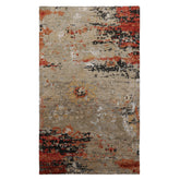 3x5 Gray, Rust, Moss Color Hand Knotted Tibetan Wool and Silk Modern Oriental Rug