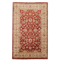 3x5 Rust, Ivory, Beige Color Hand Knotted Peshawar Wool Traditional Oriental Rug