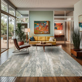 8x10 Gray, Beige, Ivory Color Hand Loomed Sherpa Wool and Silk Modern Oriental Rug