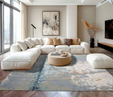 9x12 Blue, Beige, Ivory Color Hand Knotted Sherpa Wool and Silk Modern Oriental Rug