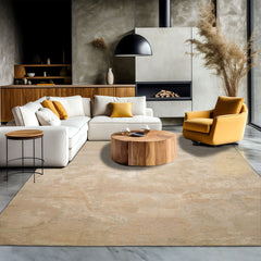 8x10 Beige, Tan, Muted Earth Tones Color Hand Knotted Sherpa Wool and Silk Modern Oriental Rug