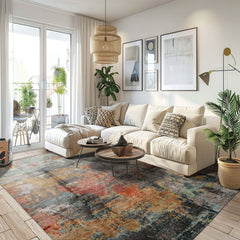 8x10 Gray, Rose, Celadon Color Hand Knotted Sherpa Wool and Silk Modern Oriental Rug