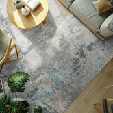 9x12 Gray, Beige, Aqua Color Hand Knotted Sherpa Wool and Silk Modern Oriental Rug